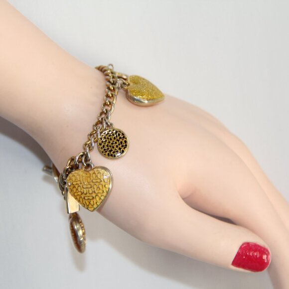 RARE Coach Puffed Heart & Disc Charm Bracelet. Limited Edition - Picture 9 of 15